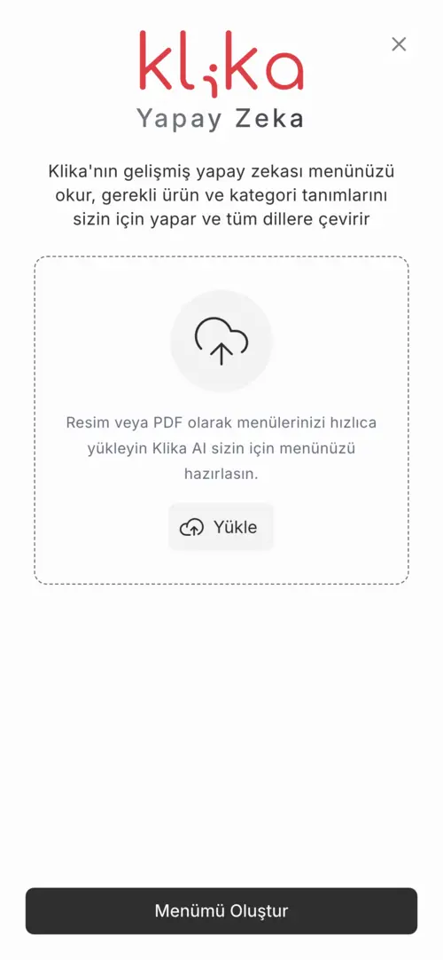 Klika Artificial Intelligence QR Menu Creator